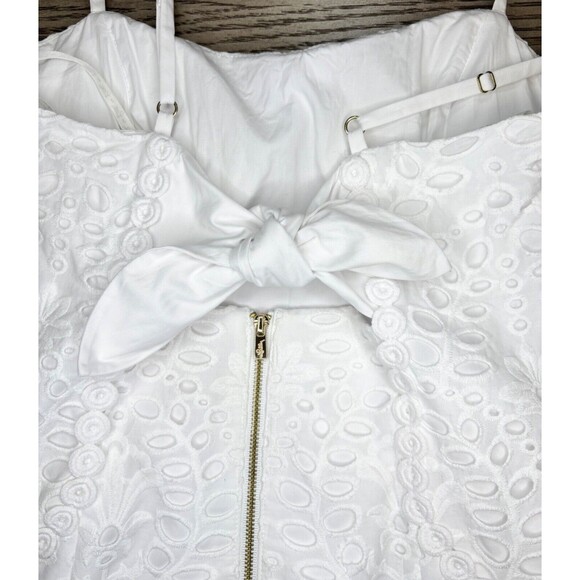 LILLY PULITZER SHELLI Formal Spring dress WHITE MINI EYELET Bow Cutout Size 6 - Picture 8 of 13